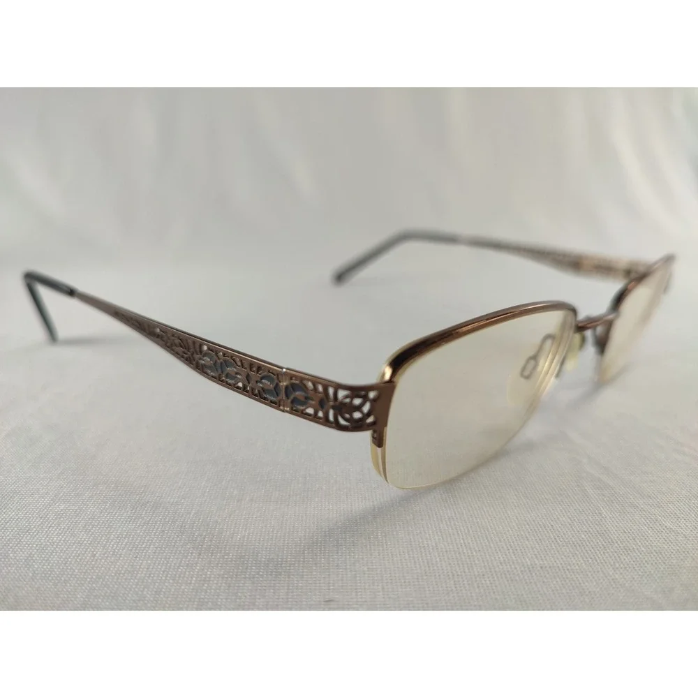 ELLE EL13430‎ BR Womens Eyeglasses Frame Brown Metal Semi-Rimless 50-19-135